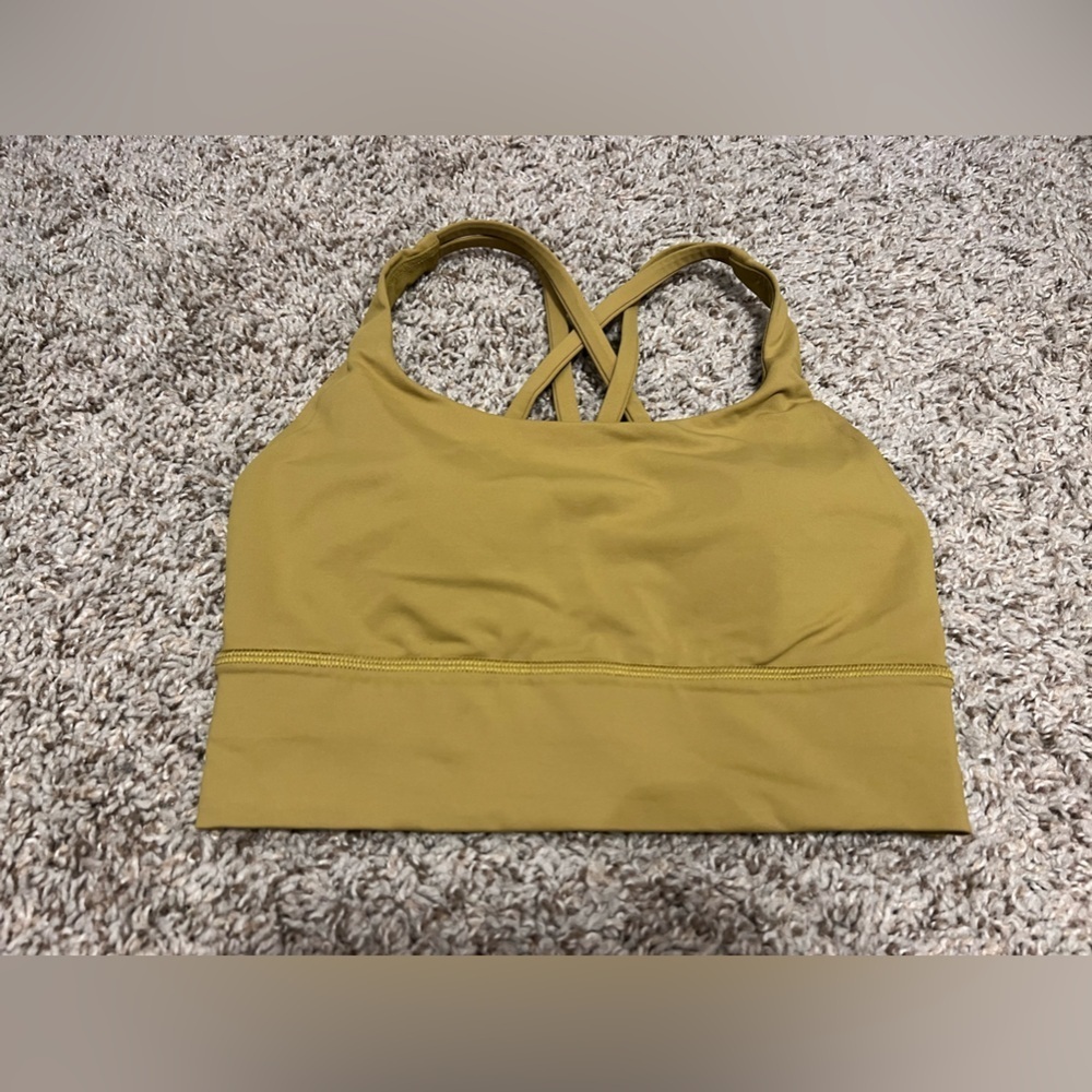 Lululemon Energy Longline Auric Gold Medium Sport Bra Size 4